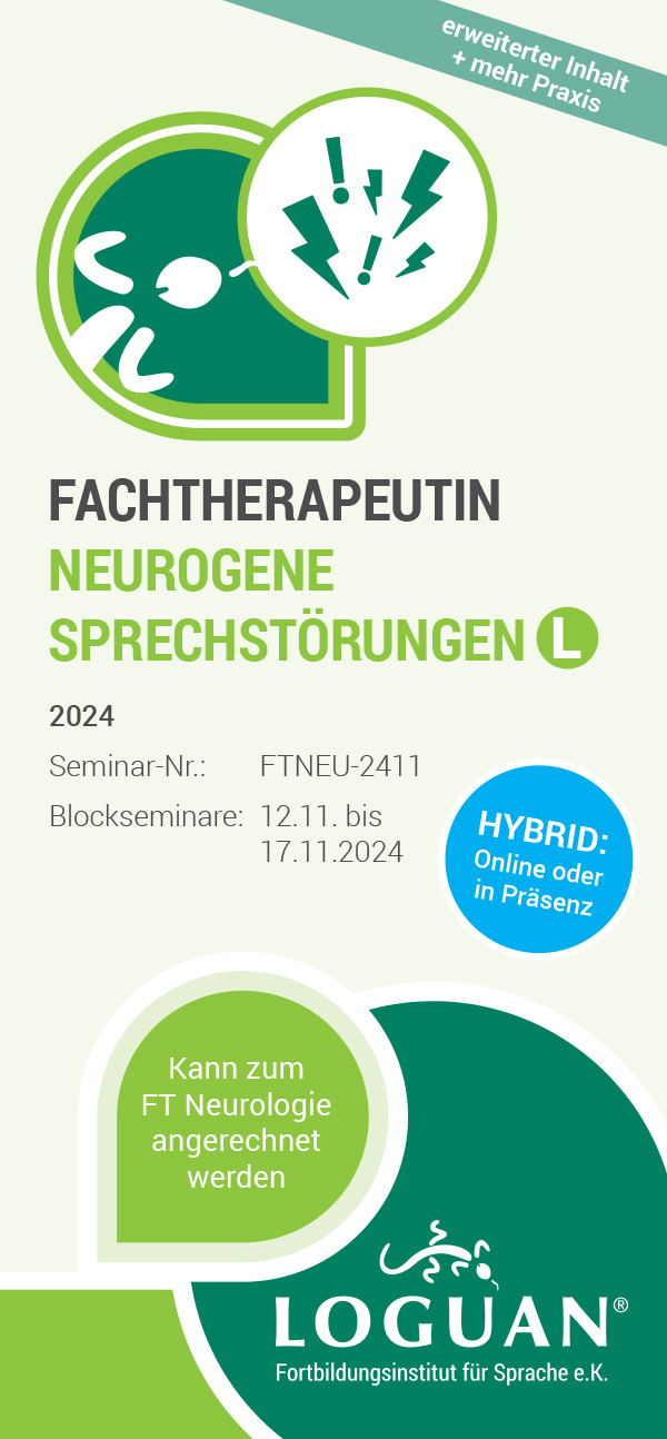 Loguan Flyer FachtherapeutIn Neurogene Sprechstörungen 2024