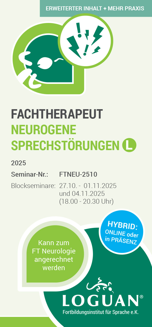 Loguan Flyer FachtherapeutIn Neurogene Sprechstörungen 2024