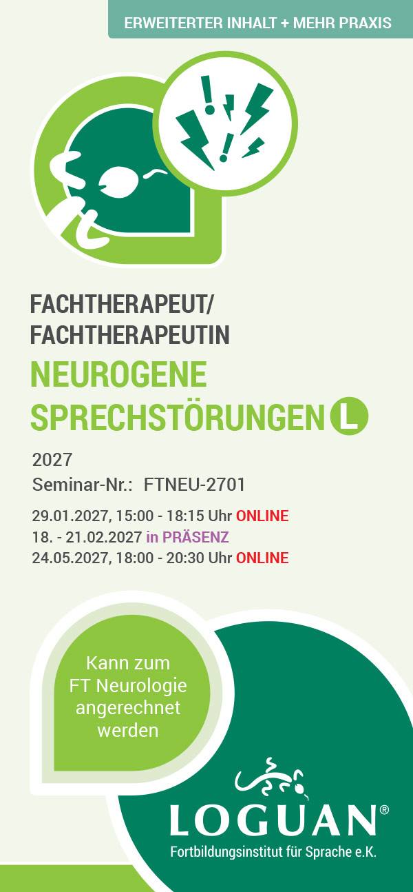 Loguan Flyer FachtherapeutIn Neurogene Sprechstörungen 2024