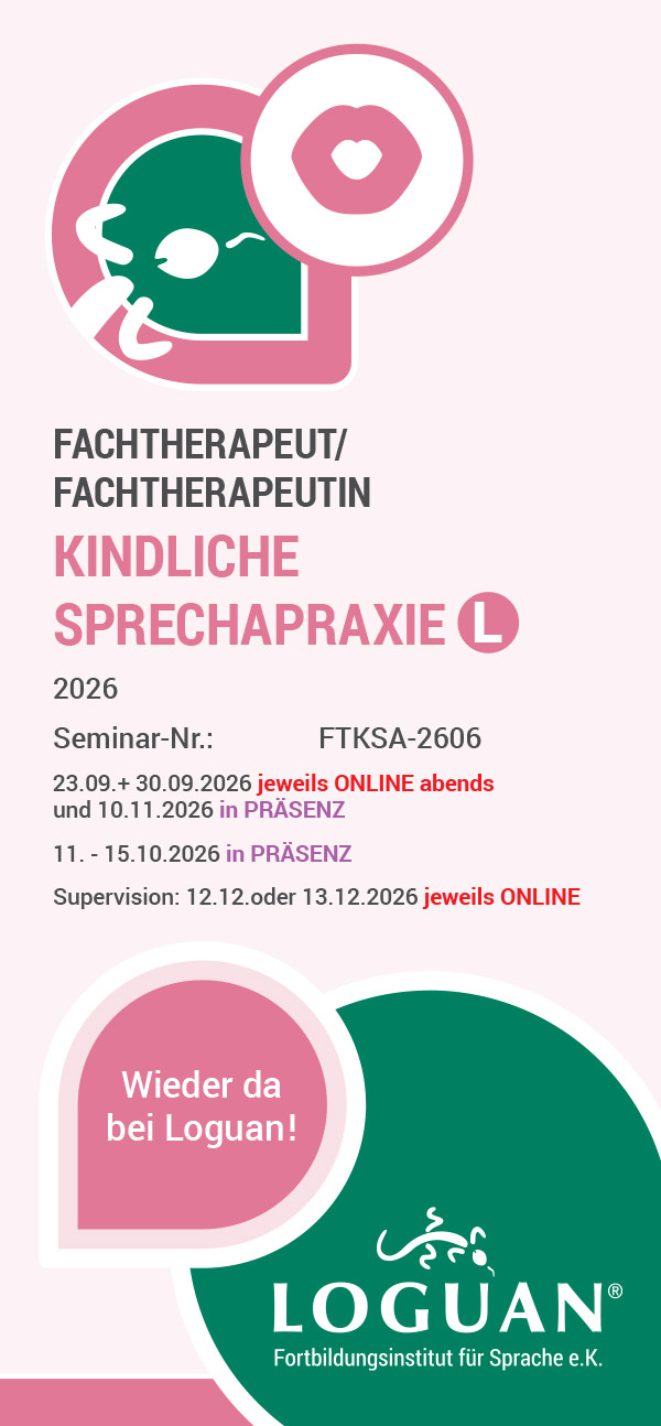 Loguan Flyer Fachtherapeut / Fachtherapeutin Kindliche Sprechapraxie 2025